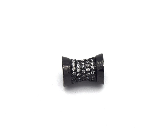 8mm x 11mm Gunmetal Plated CZ Cubic Zirconia Inlaid Flared Shaped Bead with 4mm Holes