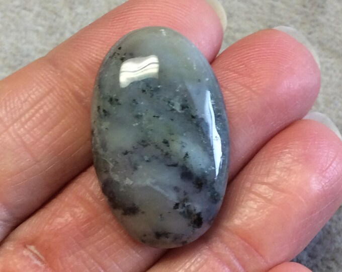 Single OOAK Natural Ocean Jasper Oblong Oval Shaped Flat Back Cabochon - Measuring 20mm x 31mm, 7.5mm Dome Height - Quality Gemstone
