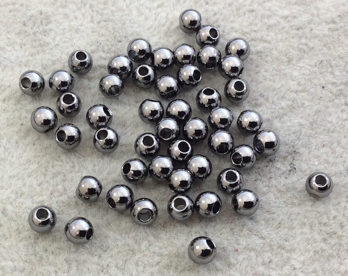 10mm Gunmetal Round Spacer Beads, large hole crow beads, x10 beads, bm