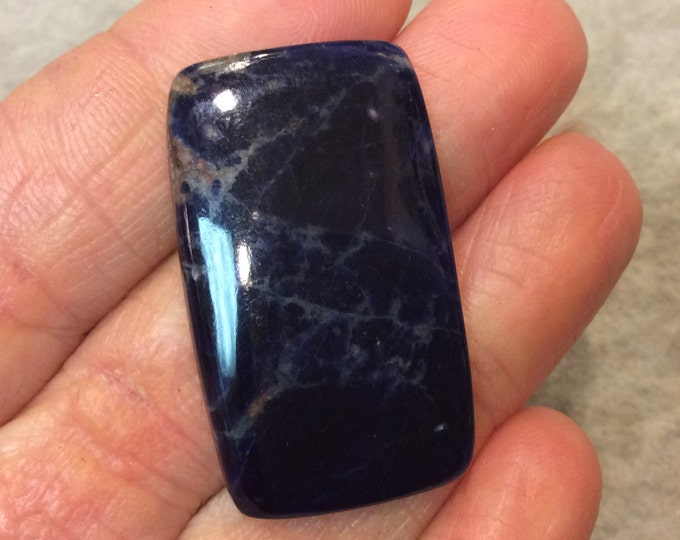 Natural Sodalite Rectangle Shaped Flat Backed Cabochon - Measuring 23mm x 38mm, 4mm Dome Height - High Quality Hand-Cut Gemstone Cab