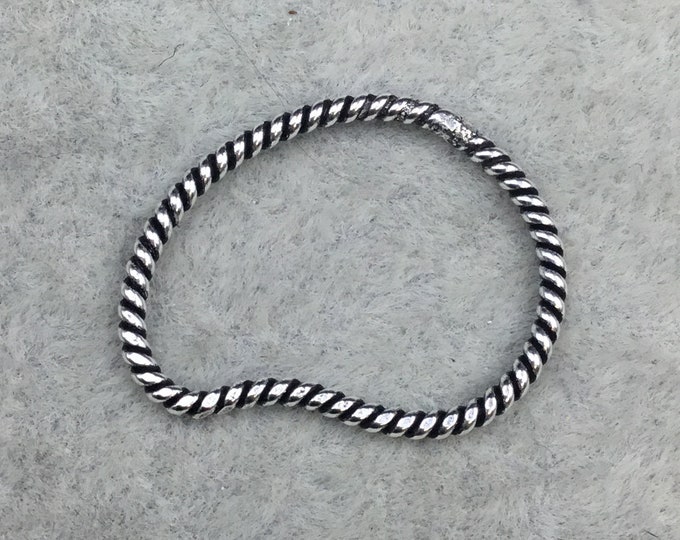 19mm x 25mm Oxidized Silver Finish Open Twisted Wire Bean Shaped Plated Copper Components - Sold in Packs of 10- (468-OS)