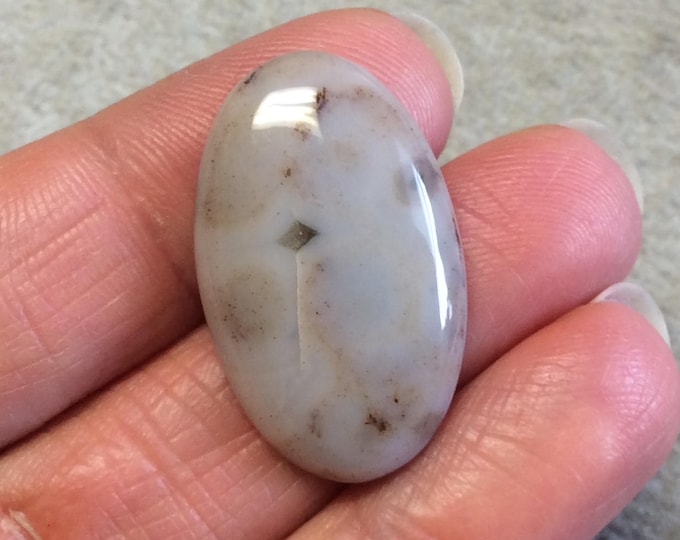 Single OOAK Natural Ocean Jasper Oblong Oval Shaped Flat Back Cabochon - Measuring 19mm x 30.5mm, 4.5mm Dome Height - Quality Gemstone