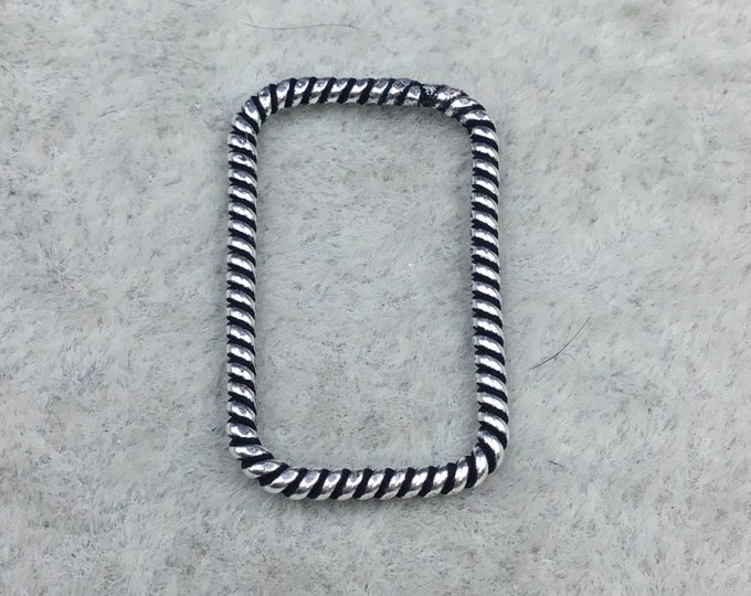 15mm x 25mm Oxidized Silver Finish Open Twisted Wire Rectangle Shaped Plated Copper Components - Sold in Packs of 10- (463-OS)