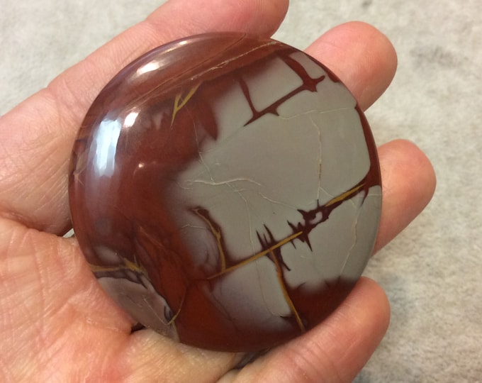 Natural Australian Noreena Jasper Round/Coin Shaped Flat Back Cabochon - Measuring 56mm x 56mm, 6mm Dome Height - High Quality Gemstone Cab