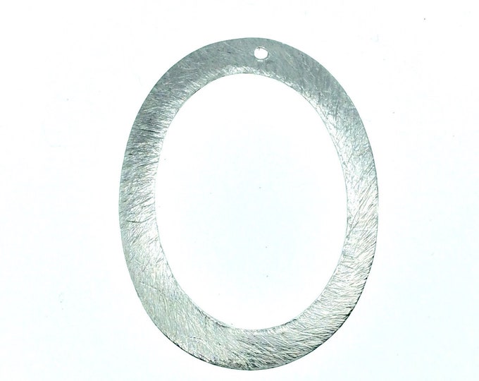 25mm x 33mm Silver Brushed Finish Thick Open Oval Shaped Plated Copper Components - Sold in Pre-Counted Bulk Packs of 10 Pieces - (627-SV)