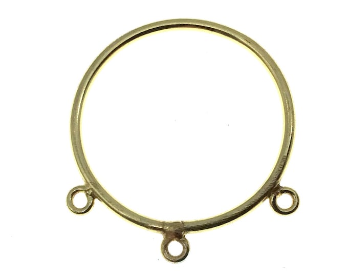 30mm Gold Finish Open Circle with Three Rings Shaped Plated Copper Connector Components - Sold in Packs of 10 Pieces - (661-GD)