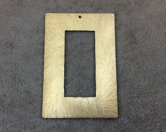 37mm x 56mm Gold Brushed Finish Thick Rectangle Shaped Plated Copper Components - Sold in Pre-Counted Bulk Packs of 10 Pieces (163-GD)