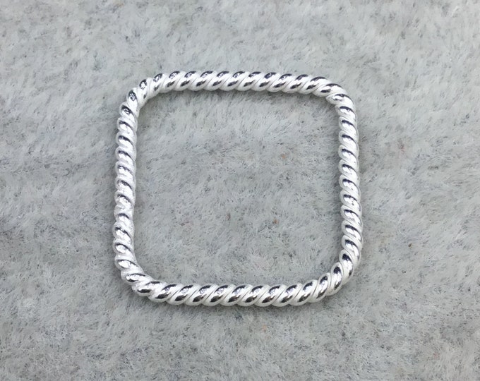 20mm Silver Finish Open Twisted Wire Square Shaped Plated Copper Components - Sold in Pre-Counted Bulk Packs of 10 Pieces - (462-SV)