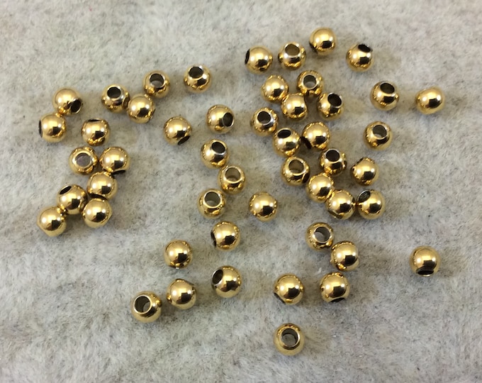 3mm Bright Gold Plated Brass Beads - Bulk Pack Gold Beads - 50 pcs