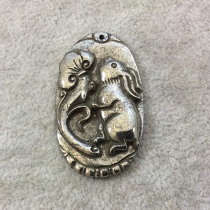 Heavyweight Hand-Carved Rabbit Shaped Natural Pyrite Pendant with 1mm Drilled Hole - Measuring 24mm x 41mm, Approx. - Individual, Random