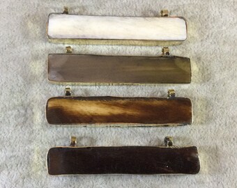 Natural Bar Shaped Carved Bone Focal Pendant - 61mm x 12mm Approx. - Sold Individually