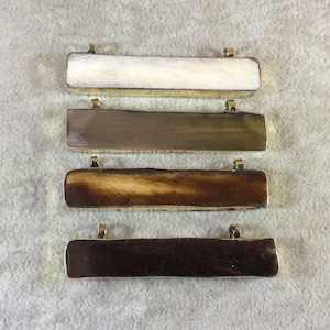 Natural Horn Horizontal Rectangle/Bar Shaped Carved Bone Focal Pendant - ~ 61mm x 12mm Approx.  - Sold Individually