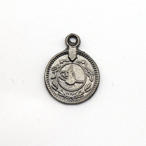 20mm x 20mm Antique Brass Plated Copper Arabic Coin Charm/Pendant with One Ring - Sold Individually