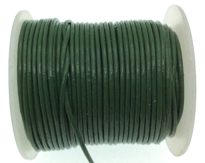 FULL SPOOL - Green Beadlanta Leather Cord - Measuring .5mm - 25 yards per spool - Round Leather Jewelry Cord