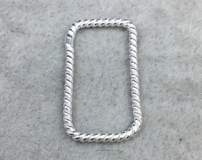 15mm x 25mm Silver Finish Open Twisted Wire Rectangle Shaped Plated Copper Components - Sold in Pre-Counted Bulk Packs of 10- (463-SV)