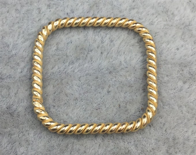 20mm Gold Finish Open Twisted Wire Square Shaped Plated Copper Components - Sold in Pre-Counted Bulk Packs of 10 Pieces - (462-GD)