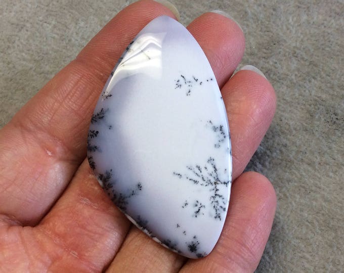 Single OOAK Natural Dendritic Opal Freeform Shaped Flat Back Cabochon - Measuring 33mm x 56mm, 3.5mm Dome Height - High Quality Gemstone