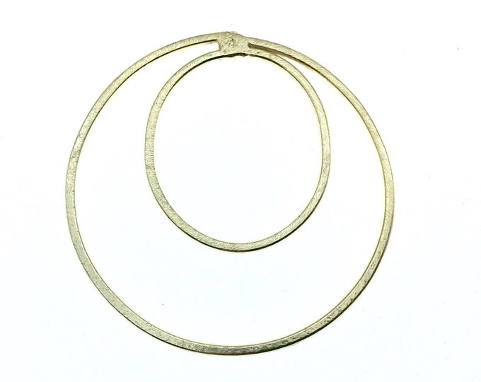 48mm x 48mm Soft Gold Finish Open Circle with Inner Oval Shaped Plated Copper Components - Sold in Packs of 4 Pieces
