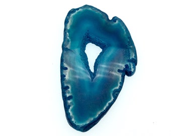 OOAK Large Freeform Shaped UNDRILLED Open Aqua Blue/Green Agate Druzy "CHTA14" Slice Focal Pendant - 45mm x 80mm, Sold As Shown