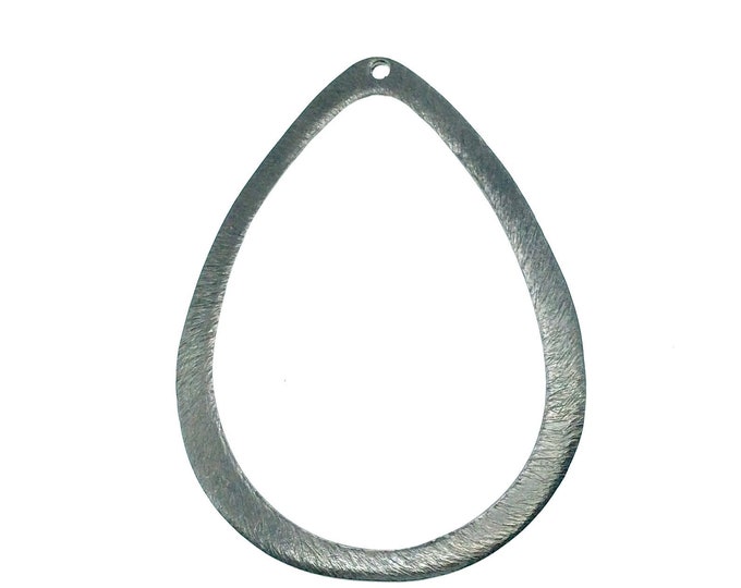 Gunmetal Brushed Finish Thick Open Teardrop Shaped Plated Copper Components (one hole) - Sold in Packs of 10 Pieces