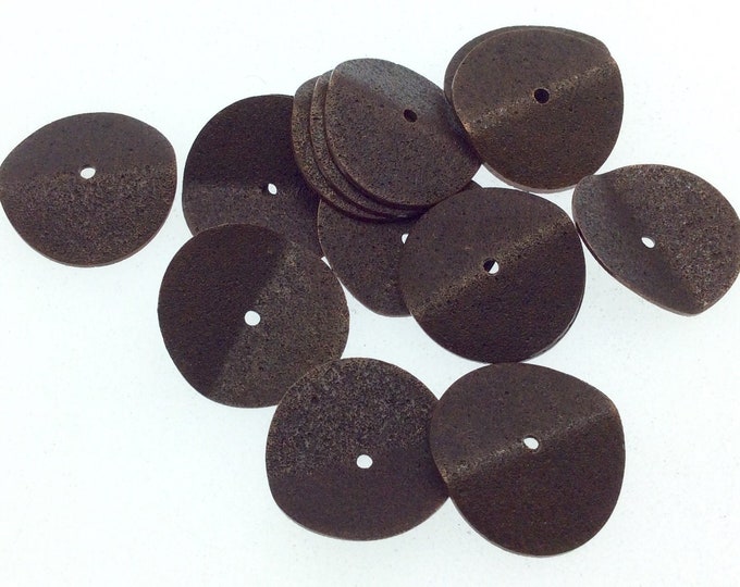 18mm Textured Antique Plated Copper Wavy Disc/Heishi Washer Shaped Components - Sold in Bulk Packs of 25 Pieces - Great as Bracelet Spacers!