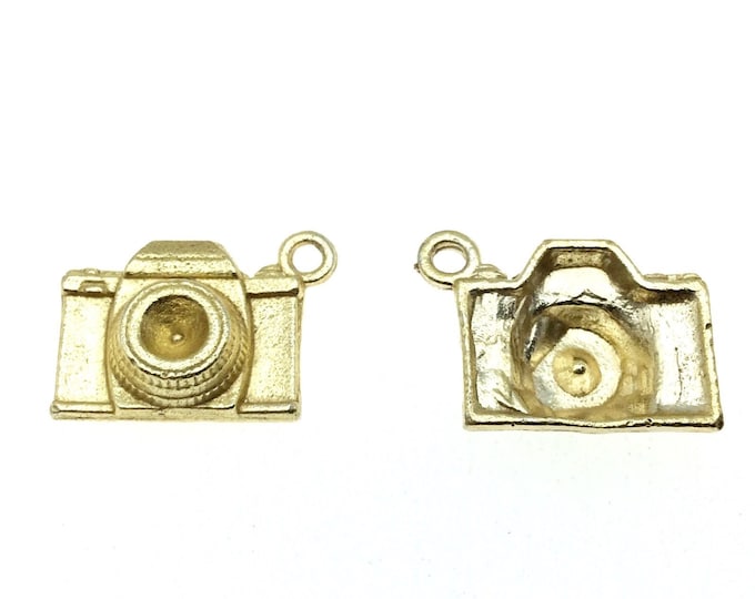 Gold Plated Copper Camera Pendant with One Ring- Measuring 13mm x 17mm - Sold Individually, Chosen at Random