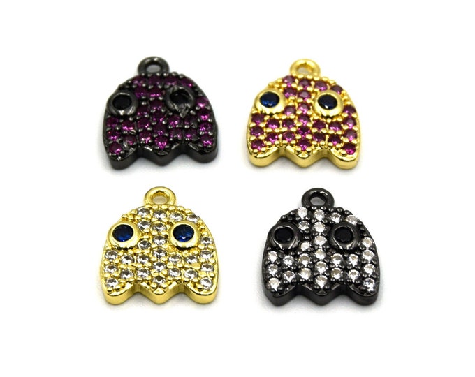 Pacman Ghost Charms | Cubic Zirconia (CZ) Charm for Jewelry Making