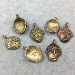 Authentic Ghana Tribal Mask Pendant, Oxidized Copper Charm