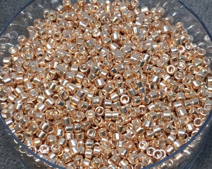 Size 11/0 Glossy Finish Galv. Champagne Genuine Miyuki Delica Glass Seed Beads - Sold by 7.2 Gram Tubes (Approx. 1300 Beads per 2" Tube)