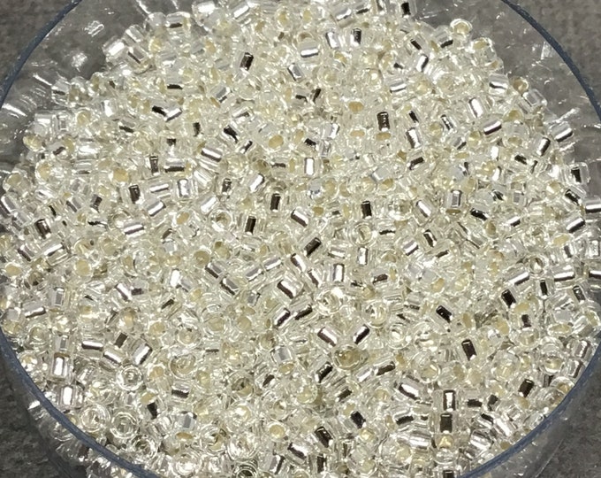 Size 11/0 Glossy Silver Lined Crysal Genuine Miyuki Delica Glass Seed Beads - Sold by 7.2 Gram Tubes (Approx. 1300 Beads per 2" Tube)