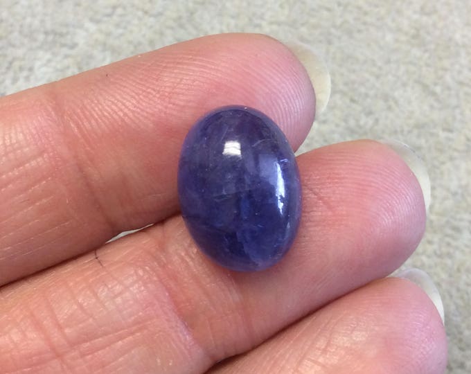 OOAK Natural AAA Blue Tanzanite Oval Shaped Domed Back Cabochon "9" - Measuring 12mm x 16mm, 8mm Dome Height - High Quality Gemstone Cab