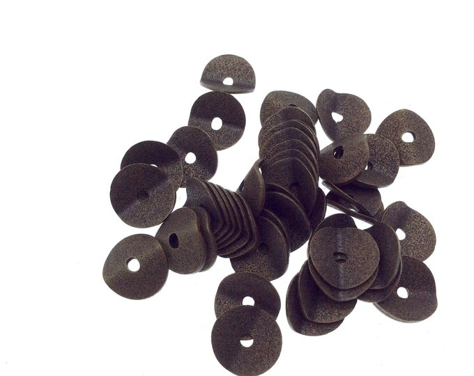 8mm Textured Antique Plated Copper Wavy Disc/Heishi Washer Shaped Components - Sold in Bulk Packs of 25 Pieces - Great as Bracelet Spacers!