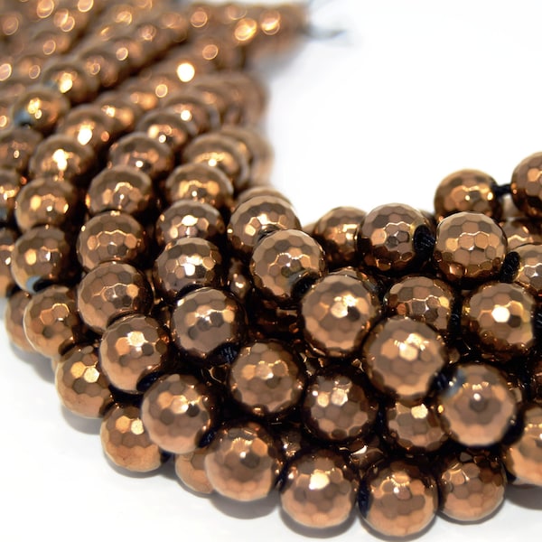 Faceted Bronze Hematite Beads - 4mm 6mm 8mm 10mm Available