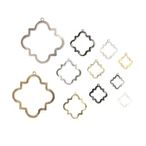 Findings For Jewelry Making | Squared Quatrefoil Shaped Plated Copper Components