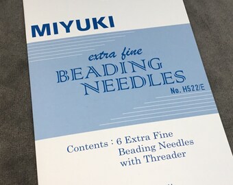 Miyuki #11 0.4mm Extra-Fine Beading Needles with Needle Threader - Pack of Six (6) Needles, Two Each of 42mm, 48mm, and 55mm Long