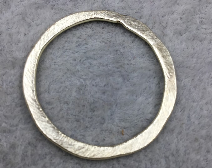 28mm Gold Brushed Finish Open Hammered Circle/Ring/Hoop Shaped Plated Copper Components - Sold in Packs of 10 Pieces - (485-GD)