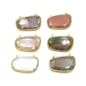 Gemstone and Cubic Zirconia Bezel Pendant - 36mm