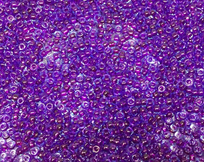 Size 11/0 Glossy Finish Purple Lined Aqua Genuine Miyuki Glass Seed Beads - Sold by 23 Gram Tubes (Approx. 2500 Beads per Tube)