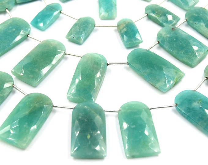 Amazonite Beads | Hand Cut Indian Gemstone | Two Sizes U Shaped Beads | High Quality Amazonite | Loose Gemstone Beads