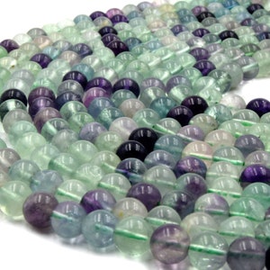 Rainbow Fluorite Beads | 6mm 8mm 10mm | Loose Gemstone Beads for Jewelry Making - Mala Beads, Stretch Bracelet Beads, DIY Jewelry