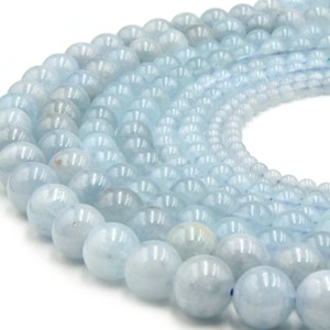 Smooth Round Aquamarine Gemstone Beads: Light Blue Jewelry Making