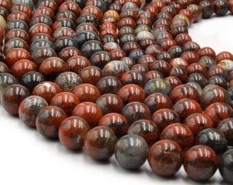 Poppy Jasper Beads: 6mm 8mm Smooth Round Gemstone Beads