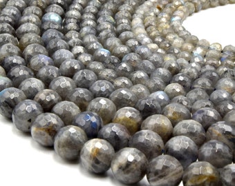 Faceted Labradorite Beads | 6mm, 8mm, 10mm | AAA Labradorite Beads