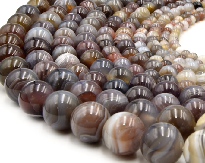 Botswana Agate Beads | Smooth Round Loose Gemstone Beads | Natural Agate Beads | 4mm, 6mm, 8mm, 10mm, 12mm