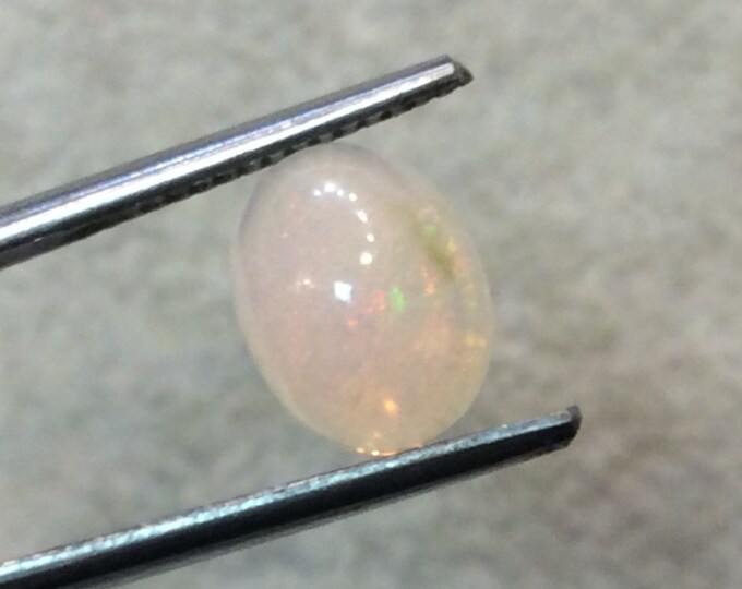 Natural Ethiopian Opal Smooth Oval Shaped Flat Back Cabochon 'B' - Measuring 8mm x 10mm, 5.5mm Dome Height - High Quality Gemstone Cab