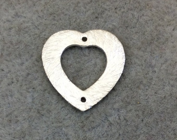 Jewelry Findings Silver Plated Copper Drilled Open Heart Shaped Connector Link Components Meas 16mm x 17mm Sold in Packs of 10 (233-SV)