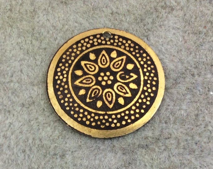 BULK PACK of 1" Gold Plated Detailed Floral Mandala Embossed Round Copper Medallion Pendants  - Measuring 22mm x 22mm - Sold in Packs of 10