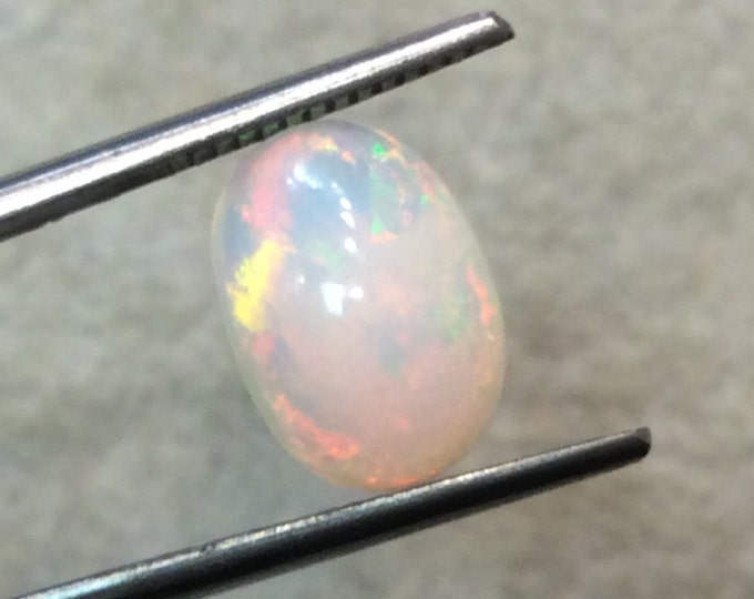 Natural Ethiopian Opal Smooth Oval Shaped Flat Back Cabochon 'K' - Measuring 9mm x 12mm, 5.5mm Dome Height - High Quality Gemstone Cab