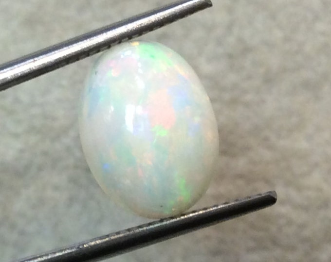 Natural Ethiopian Opal Smooth Oval Shaped Flat Back Cabochon 'N' - Measuring 10mm x 13mm, 5mm Dome Height - High Quality Gemstone Cab