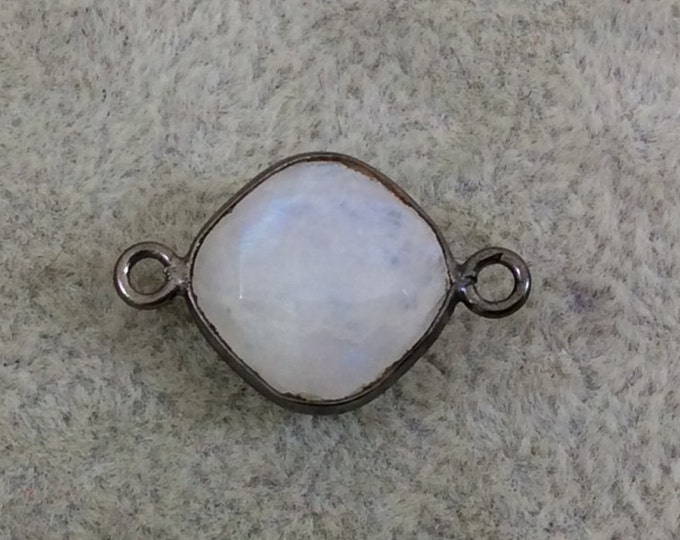 Gunmetal Moonstone Diamond Shaped Bezel Connector - 12mm - Sold Individually
